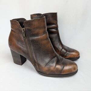 Born Ondine Distressed Leather Zip Up Ankle Boots